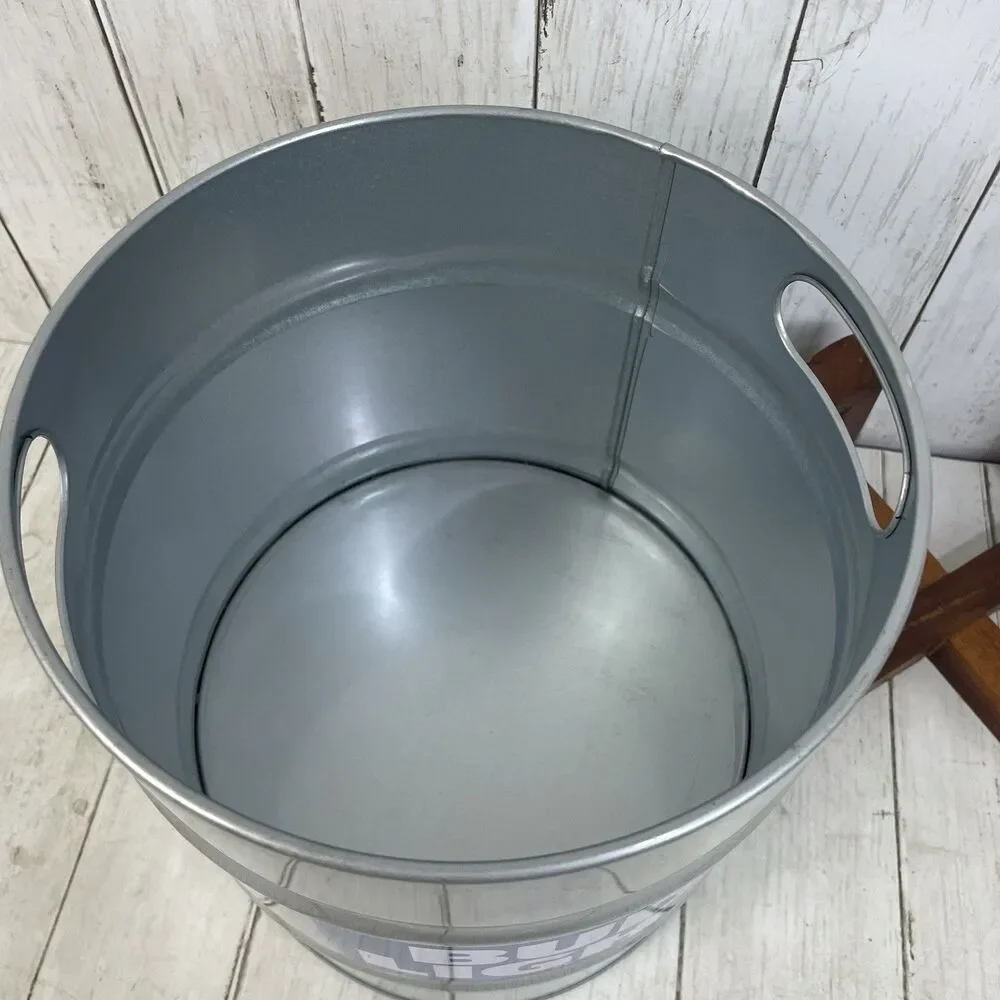Bud Light Beer Ice Holder Metal Bucket Pony Keg W/ Wooden Stand - Rare!